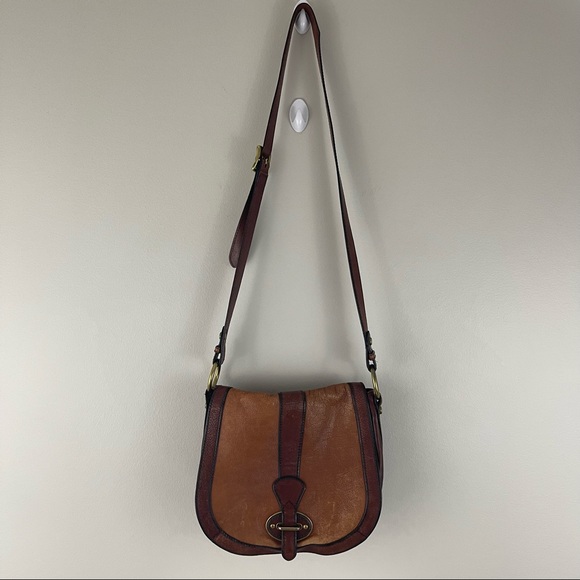 FOSSIL Vintage Reissue Dual Tone Brown Leather Flap Crossbody Messenger Bag - Picture 15 of 16